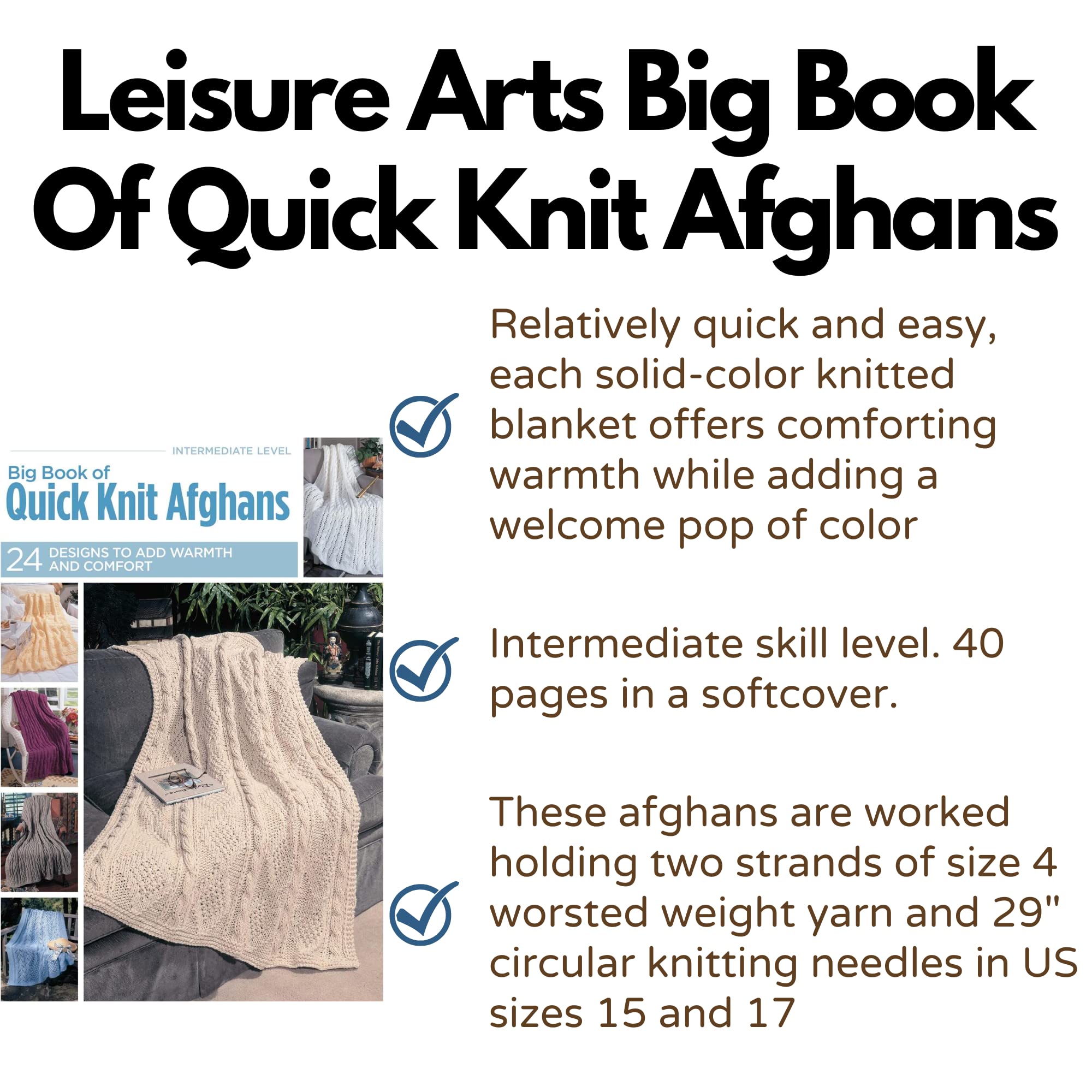 Big Book of Quick Knit Afghans24 Quick & Easy SolidColor Wraps,Used