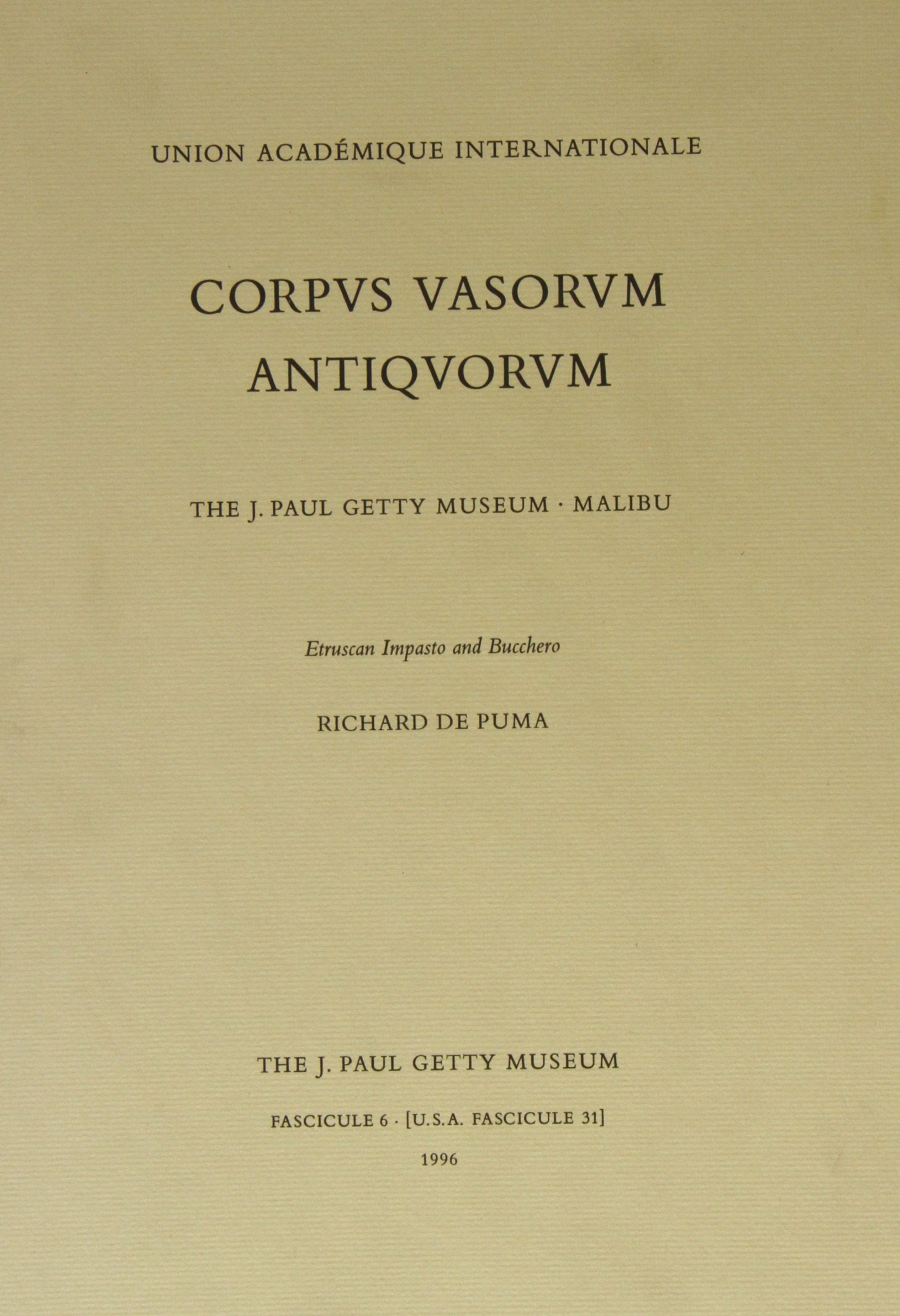 Corpus Vasorum Antiquorum: Fascicule 6,Used