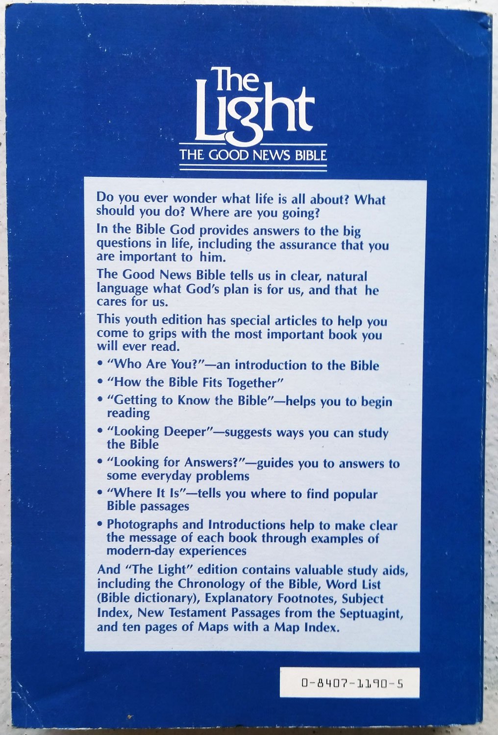 Holy Bible: The Light : The Good News Bible,Used