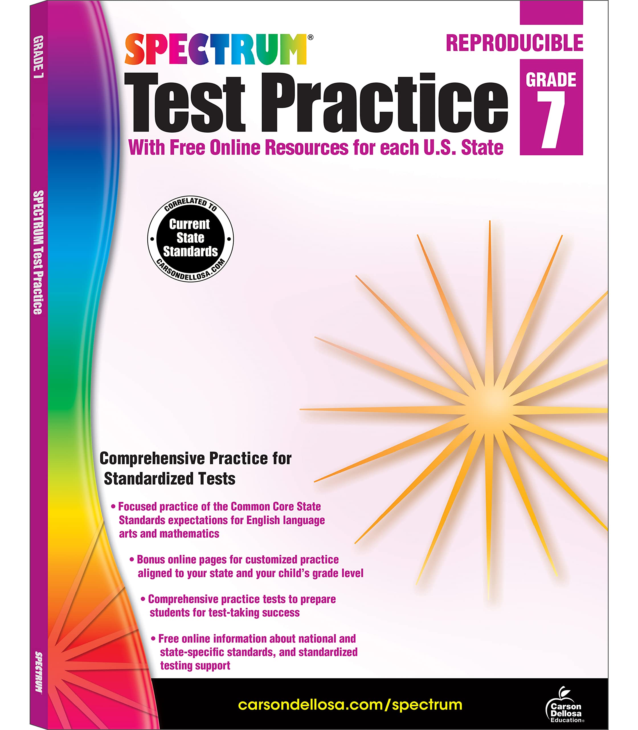 Spectrum Test Practice 7th Grade Workbooks All Subjects, Math, Language Arts, Reading Comprehension, Grammar, Spelling, Vocabula,Used