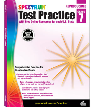 Spectrum Test Practice 7th Grade Workbooks All Subjects, Math, Language Arts, Reading Comprehension, Grammar, Spelling, Vocabula,Used