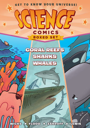 Science Comics Boxed Set: Coral Reefs, Sharks, And Whales,Used