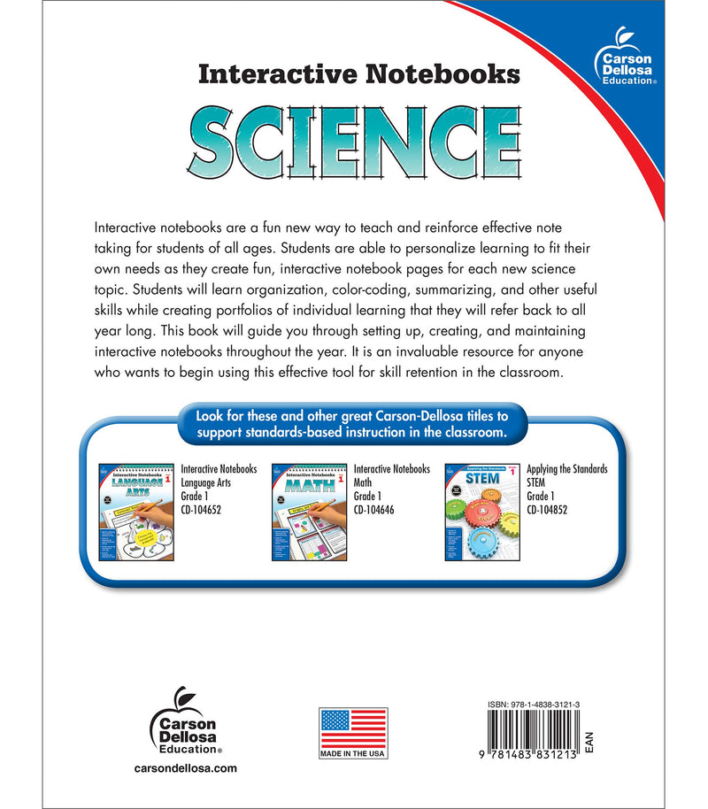 Carson Dellosa 1st Grade Interactive Notebooks, Reproducible Workbook Covering Physical, Space, and Earth Science, Test Prep and,Used