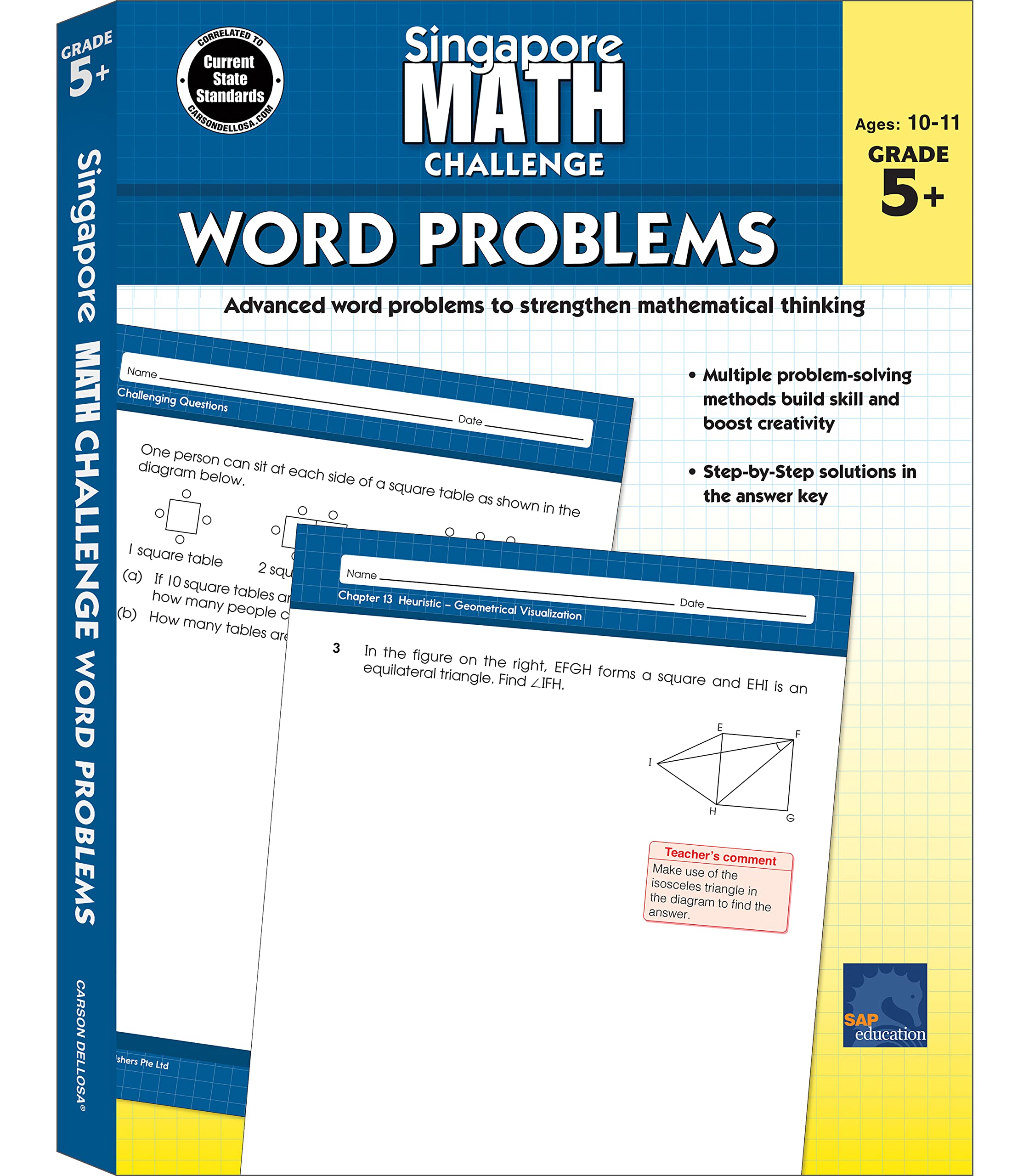 Singapore Math Challenge Word Problems 5th Grade Workbook, Division, Fractions, Geometry, and More Mathematics, Common Core Clas