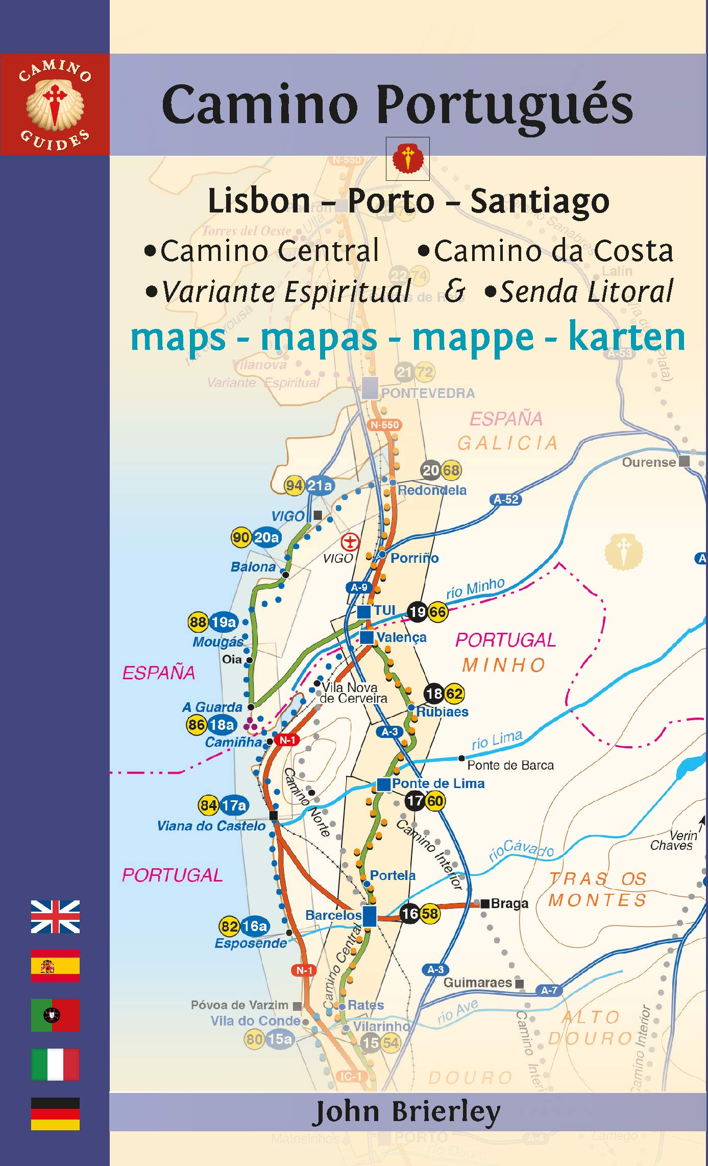 Camino Portugus Maps: Lisbon  Porto  Santiago / Camino Central, Camino de la Costa, Variente Espiritual & Senda Litoral (Cam,Used
