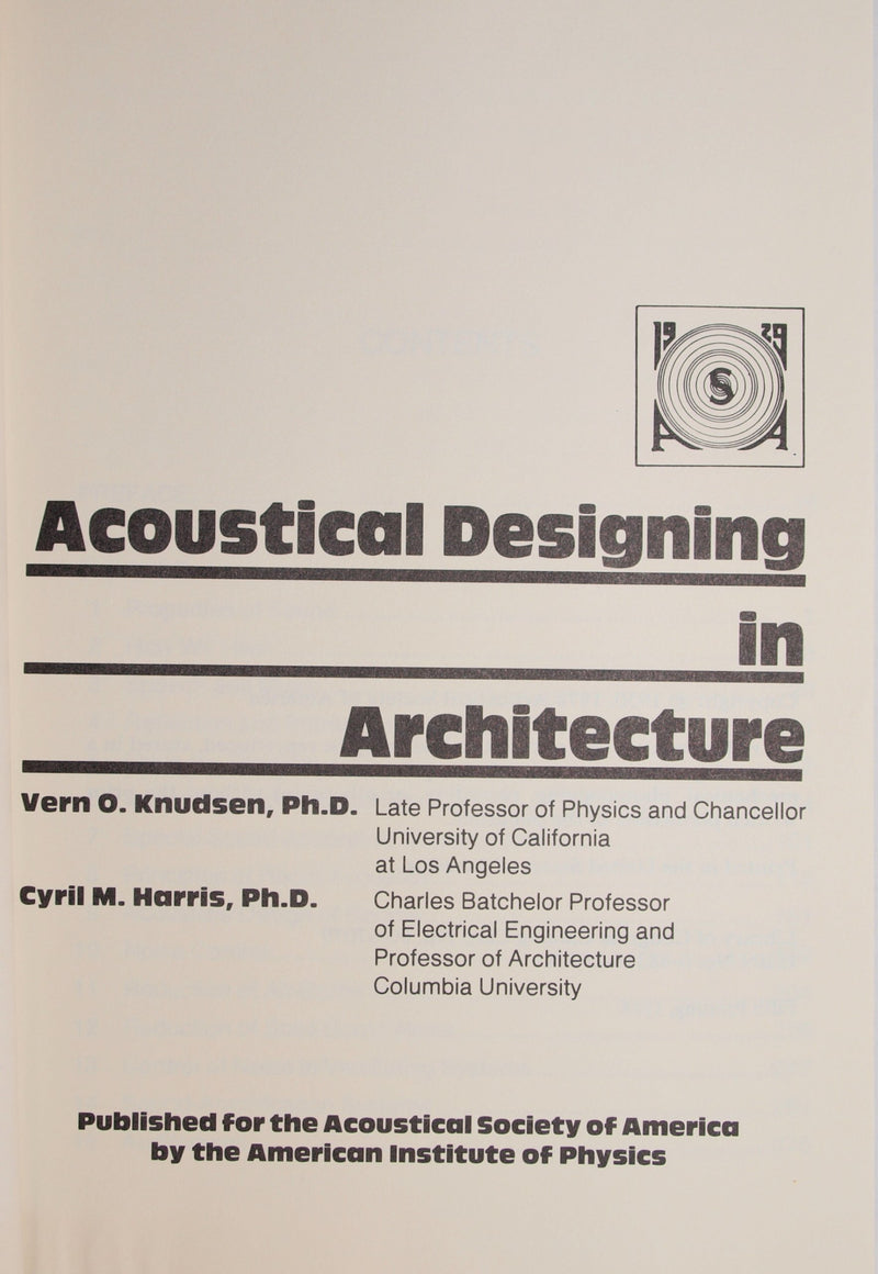 Acoustical Designing In Architecture,Used