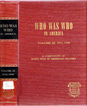 Who Was Who in America: 19511960,Used