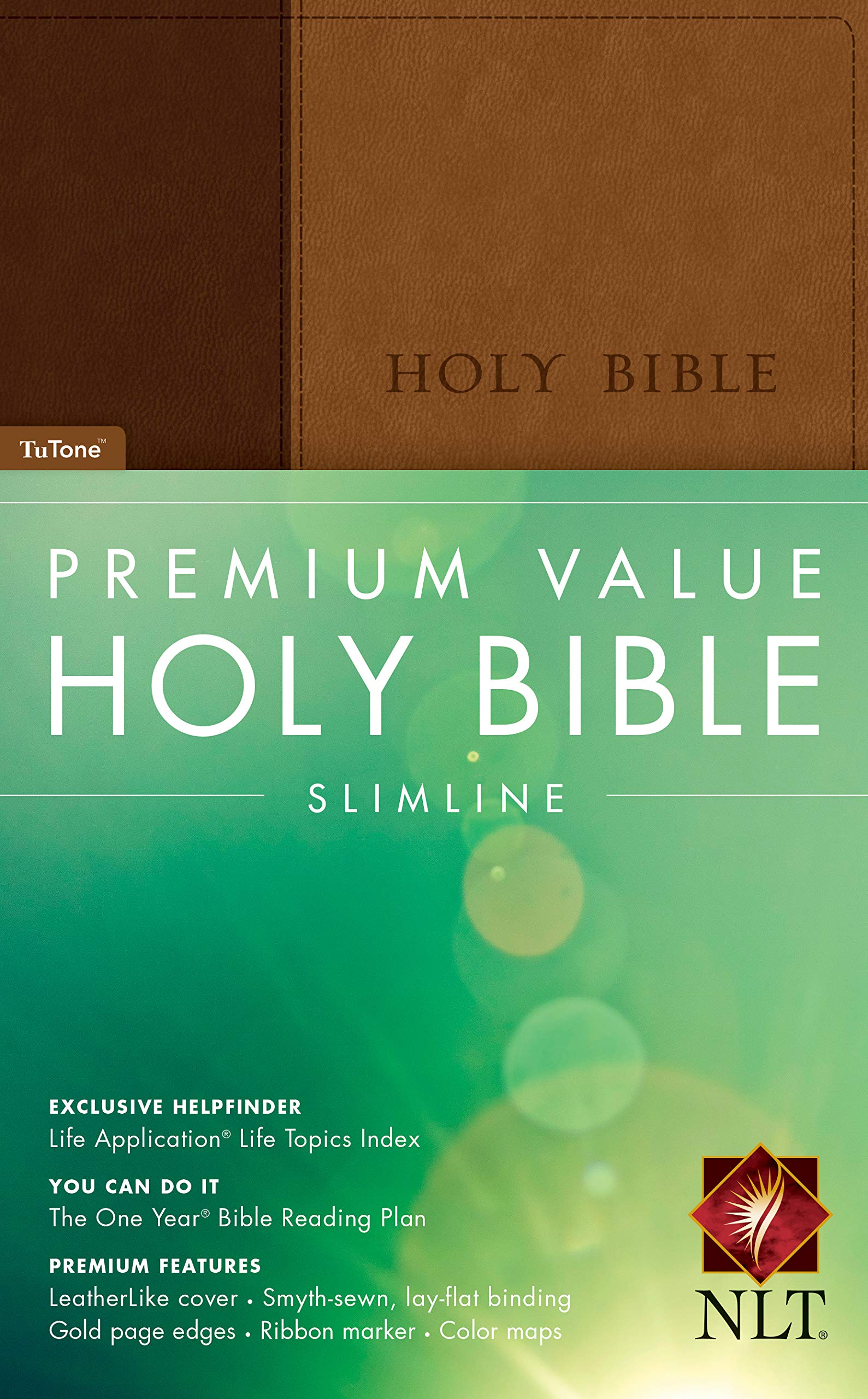 Premium Value Slimline Bible NLT, TuTone (LeatherLike, Brown/Tan),New
