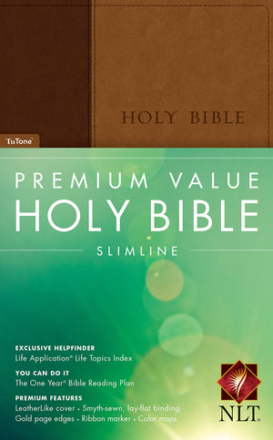 Premium Value Slimline Bible NLT, TuTone (LeatherLike, Brown/Tan),New