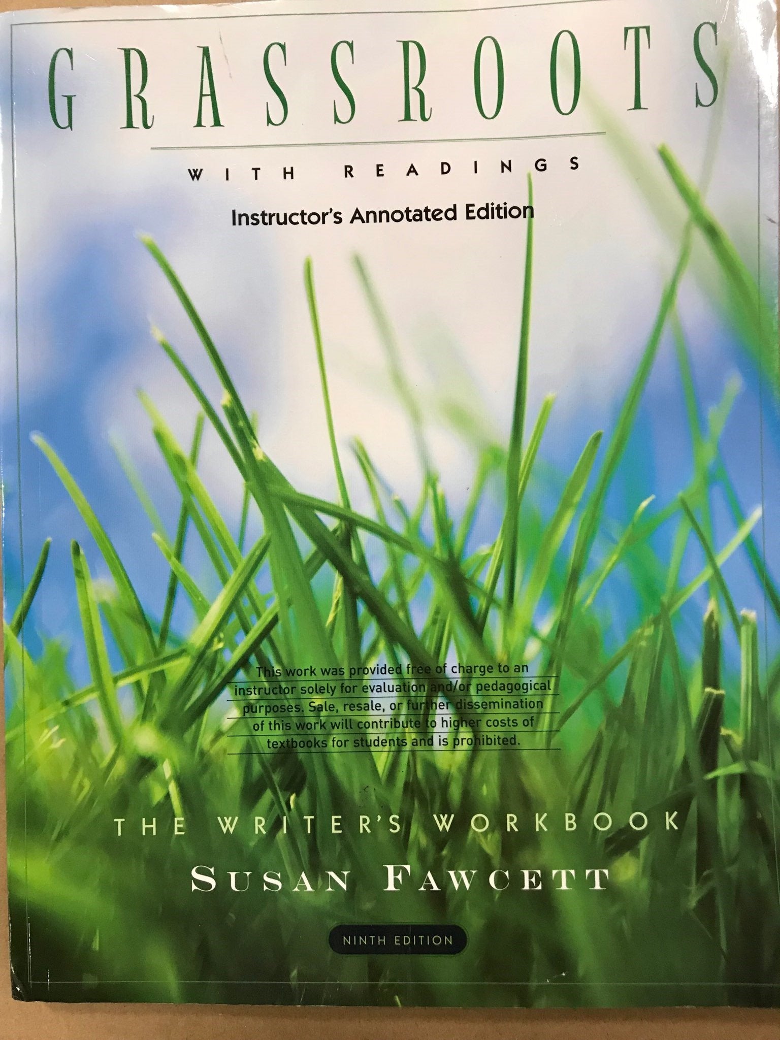 Grassroots with Readings: The Writer's Workbook, Ninth Edition (Instructor's Annotated Edition),Used