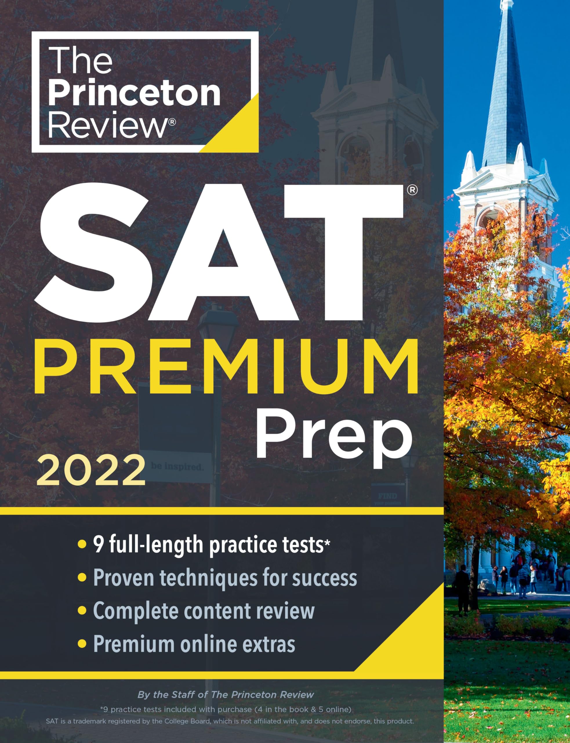Princeton Review SAT Premium Prep, 2022: 9 Practice Tests + Review & Techniques + Online Tools (2021) (College Test Preparation),Used