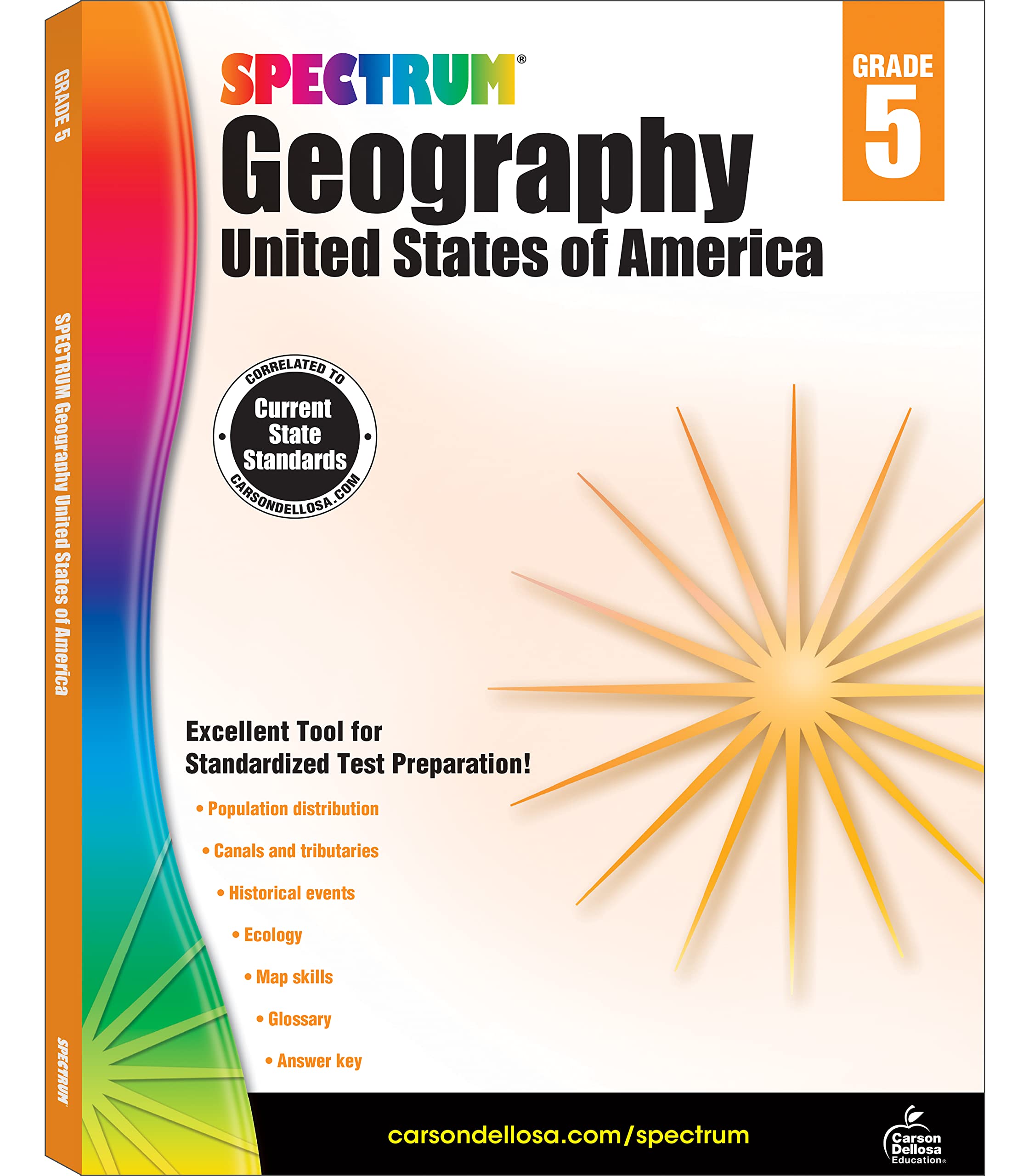 Spectrum Grade 5 United States Of America Geography Workbook, American History Books Covering Map Skills, Historical Events, Eco