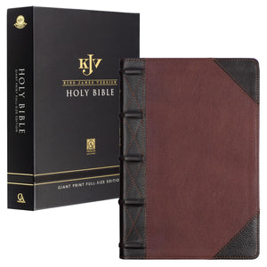 KJV Holy Bible, Giant Print Fullsize Premium Full Grain Leather Red Letter Edition  Thumb Index & Ribbon Marker, King James Ve