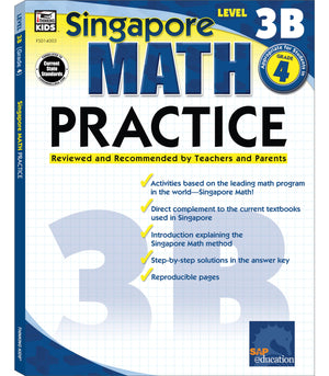 Singapore Math  Level 3B Math Practice Workbook for 4th Grade, Paperback, Ages 910 with Answer Key,Used
