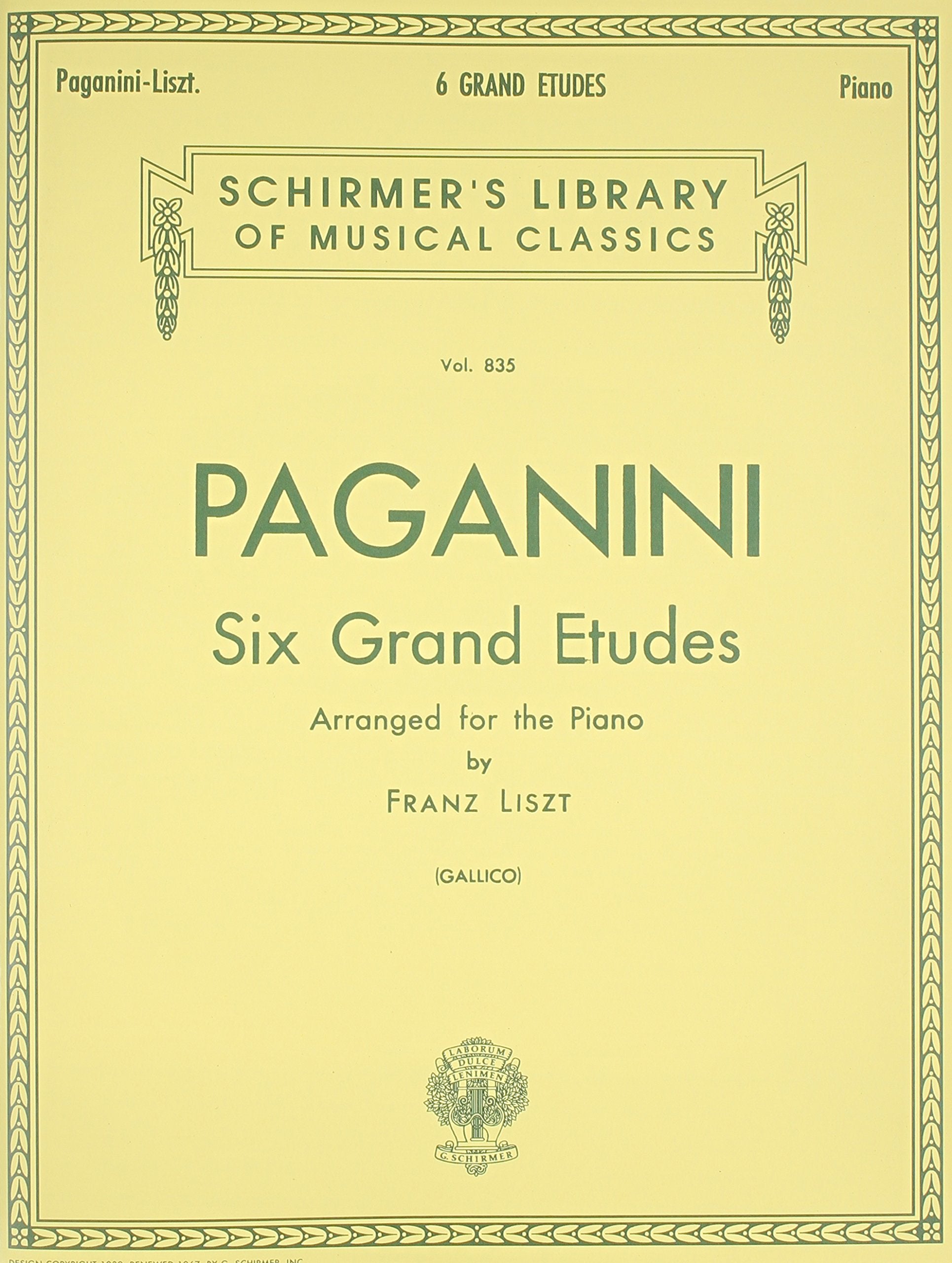 6 Grande Etudes after N. Paganini: Schirmer Library of Classics Volume 835 Piano Solo,New