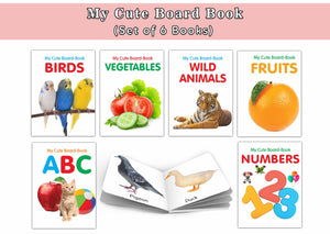 My First Educational Board Book Set For Toddlers  Abc, Numbers, Fruits, Vegetables, Wild Animals, Birds, Fun Learning Board Book, Baby Books For Learning | Pack Of 6 Books For Kids