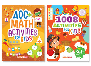 Activity Books For Kids - 1008 Brain Activities, 400+ Maths (Set Of 2 Books) - Kids Activity Book - Early Learning - Activities For Children - Brain Boosting Activities