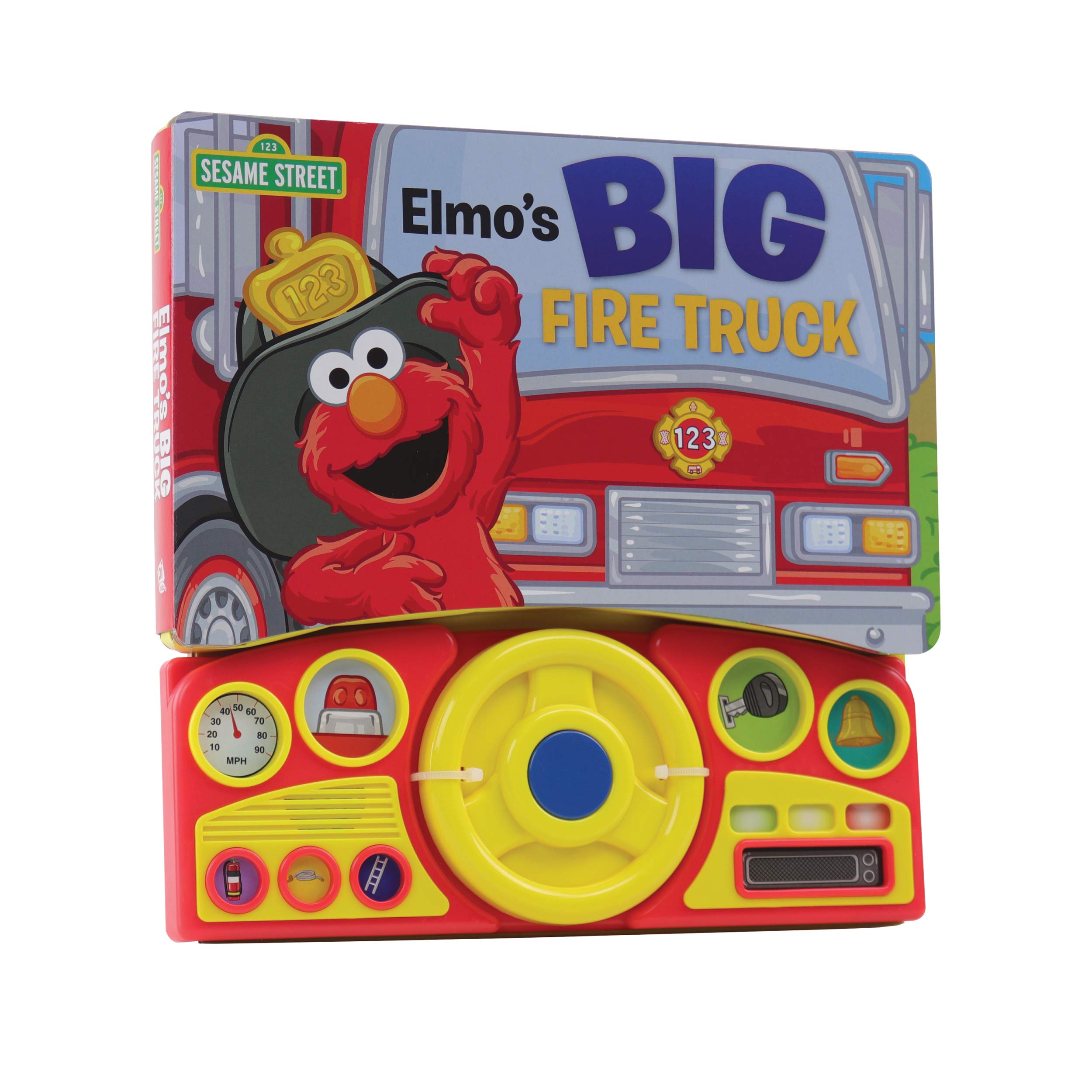 Sesame Street  Elmos Big Fire Truck Adventure  Sound Book with Interactive Toy Steering Wheel  PI Kids (PlayASound)