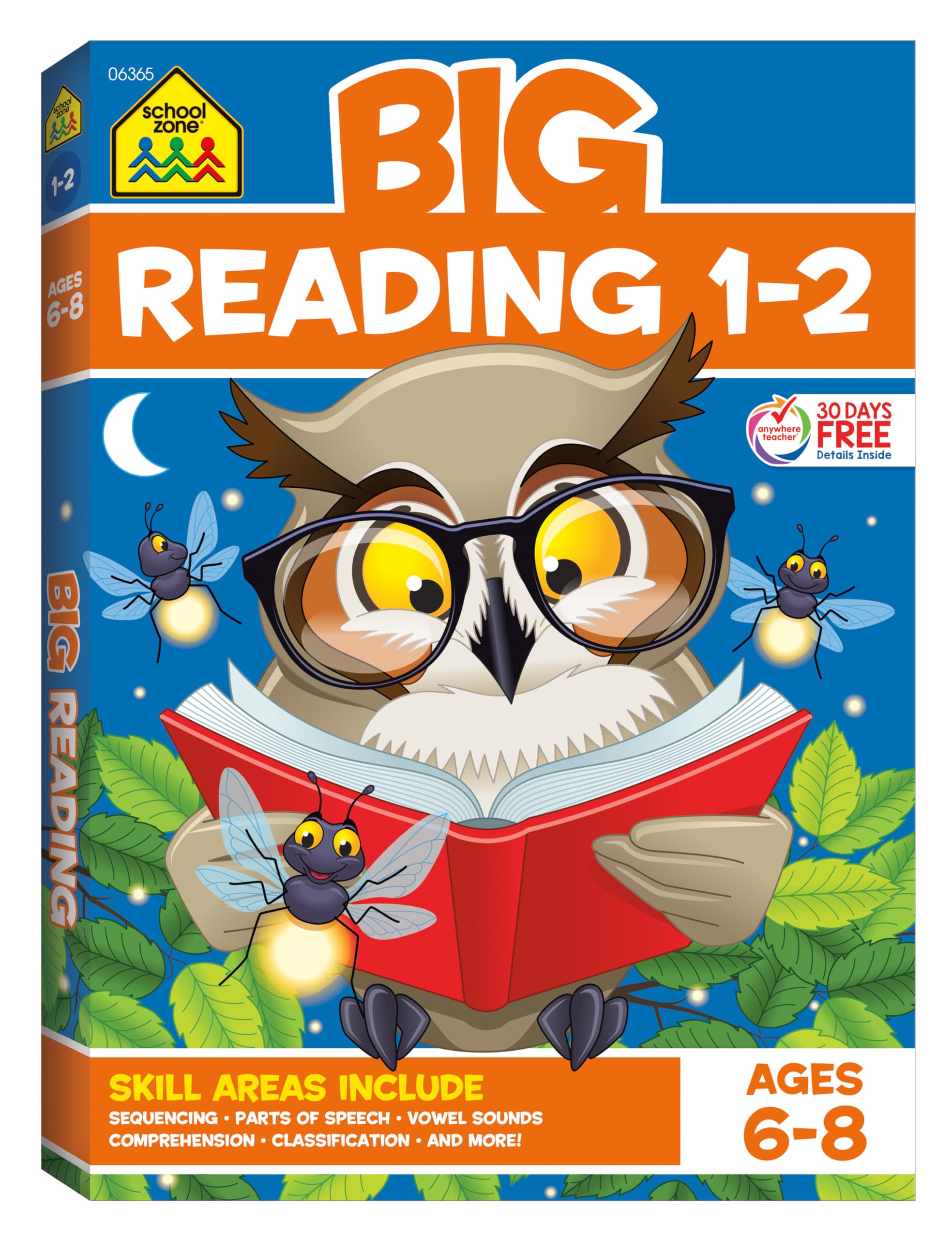 School Zone  Big Reading 12 Workbook  320 Pages, Ages 6 to 8, 1st Grade, 2nd Grade, Story Order, Parts of Speech, Comprehensi,Used