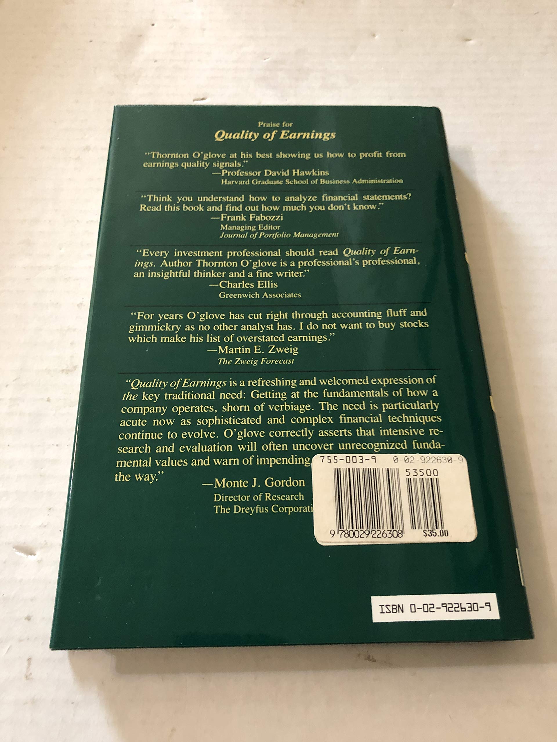 Quality Of Earnings: The Investor'S Guide To How Much Money A Company Is Really Making,New