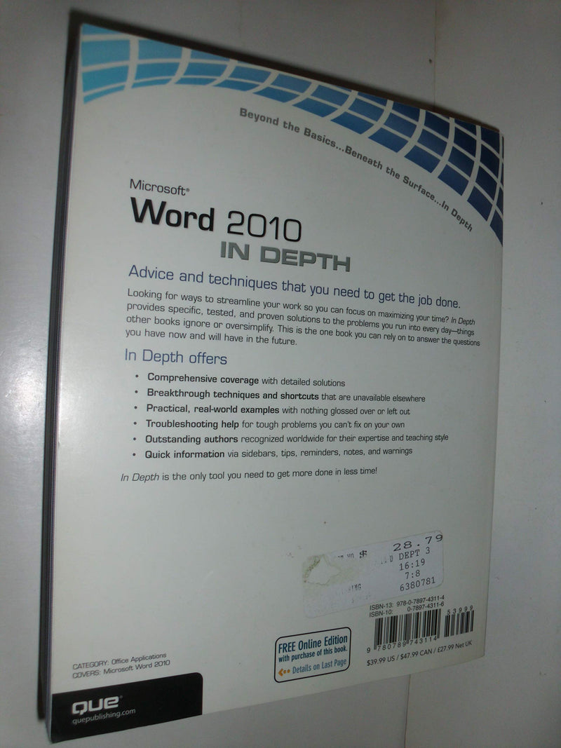 Microsoft Word 2010 In Depth,New