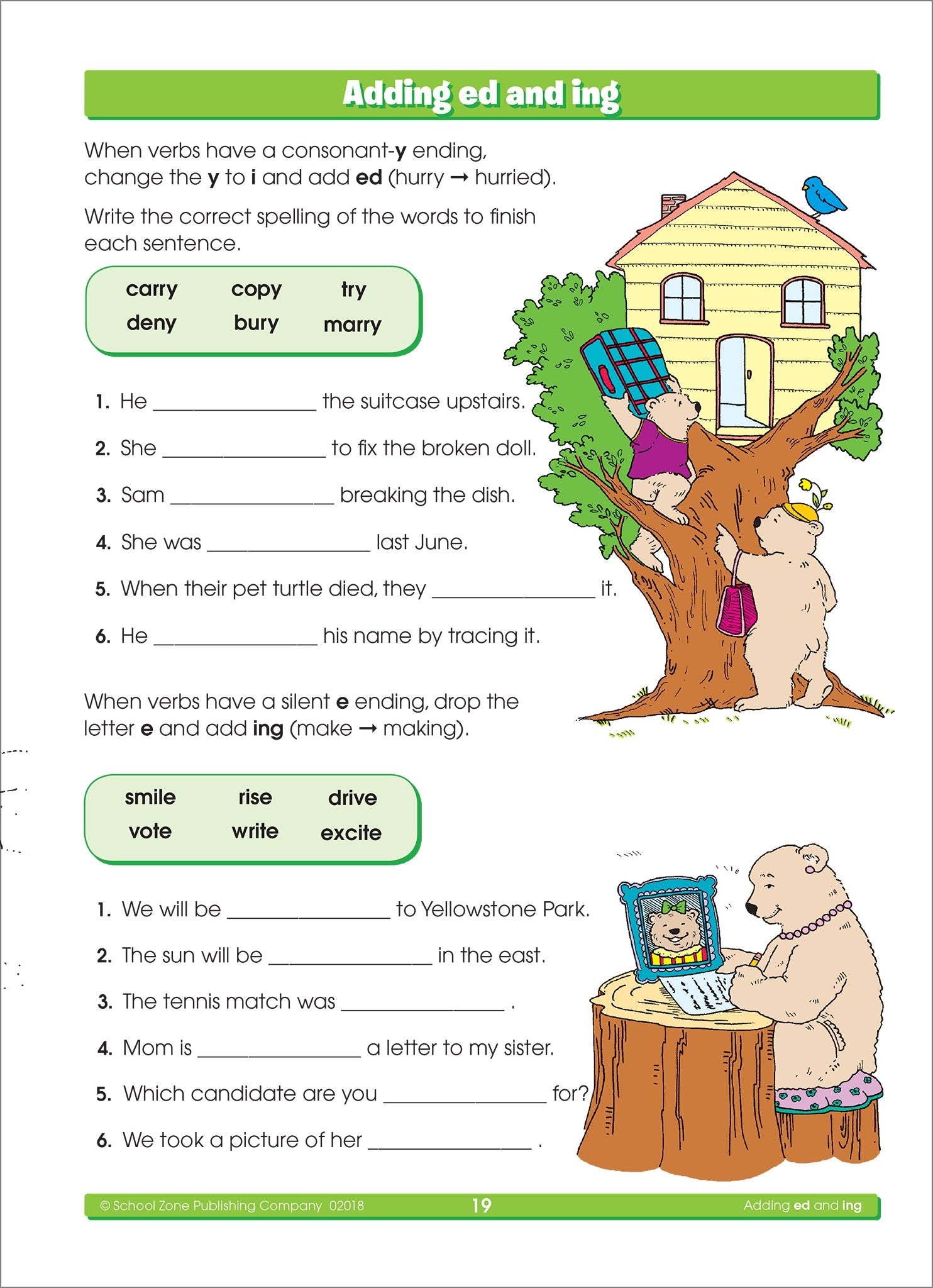 School Zone  Spelling Puzzles Workbook  32 Pages, Ages 8 To 10, 3Rd Grade, 4Th Grade, Prefixes, Suffixes, Idioms, Antonyms, Ir,New