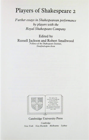 Players of Shakespeare 2: Further Essays in Shakespearean Performance by Players with the Royal Shakespeare Company,Used