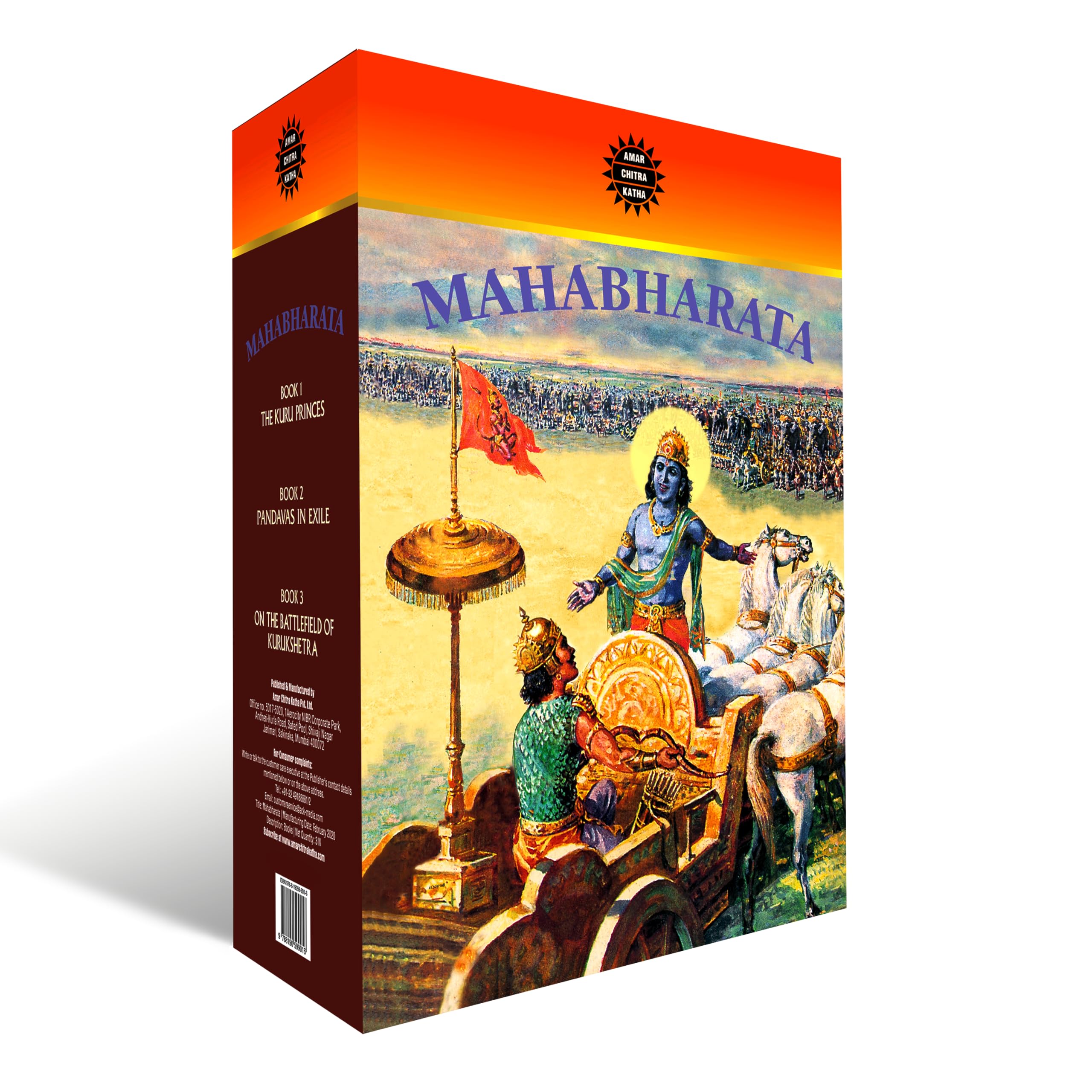 Mahabharata Collection: 42 Books in 3 Volumes  Indian Mythology & History  Children's Comic Books  Amar Chitra Katha,Used