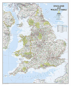 National Geographic England and Wales Wall Map  Classic (30 x 36 in) (National Geographic Reference Map),Used