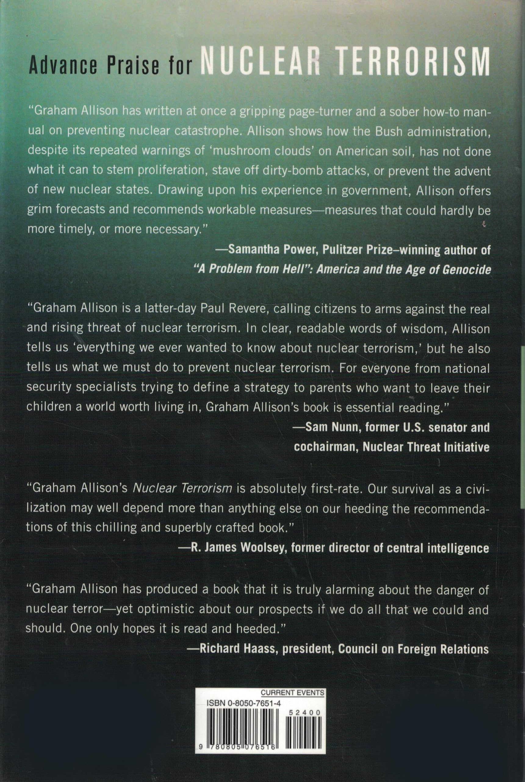 Nuclear Terrorism: The Ultimate Preventable Catastrophe,New