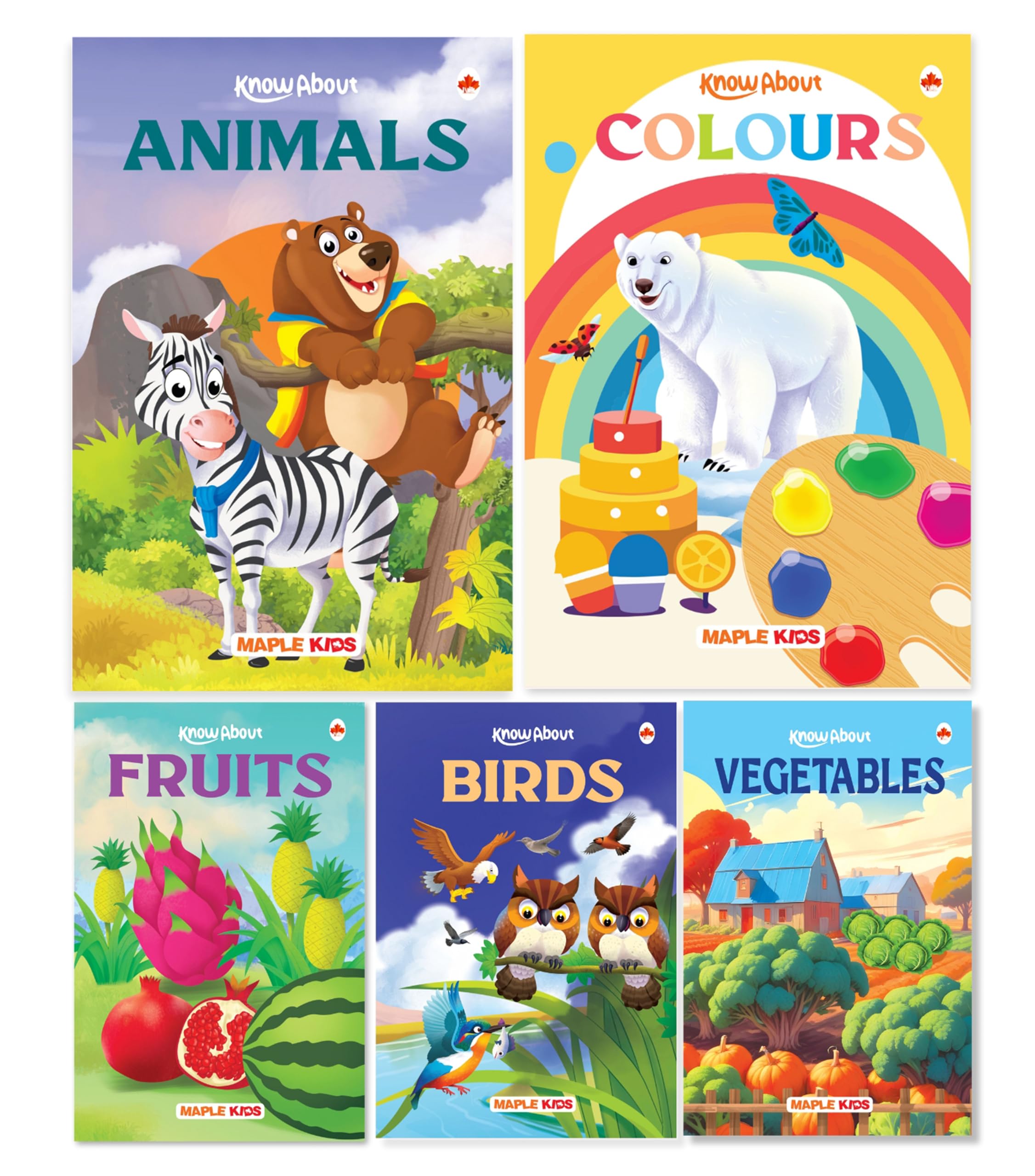 My First Rhyming Sentences Books For Kids (Illustrated) (Colourful) (Set Of 5 Books) - Vegetables, Fruits, Colours, Birds, Animals - Rhymes - Science Knowledge For Kids - Encyclopedia For Children - Introduction For Kids
