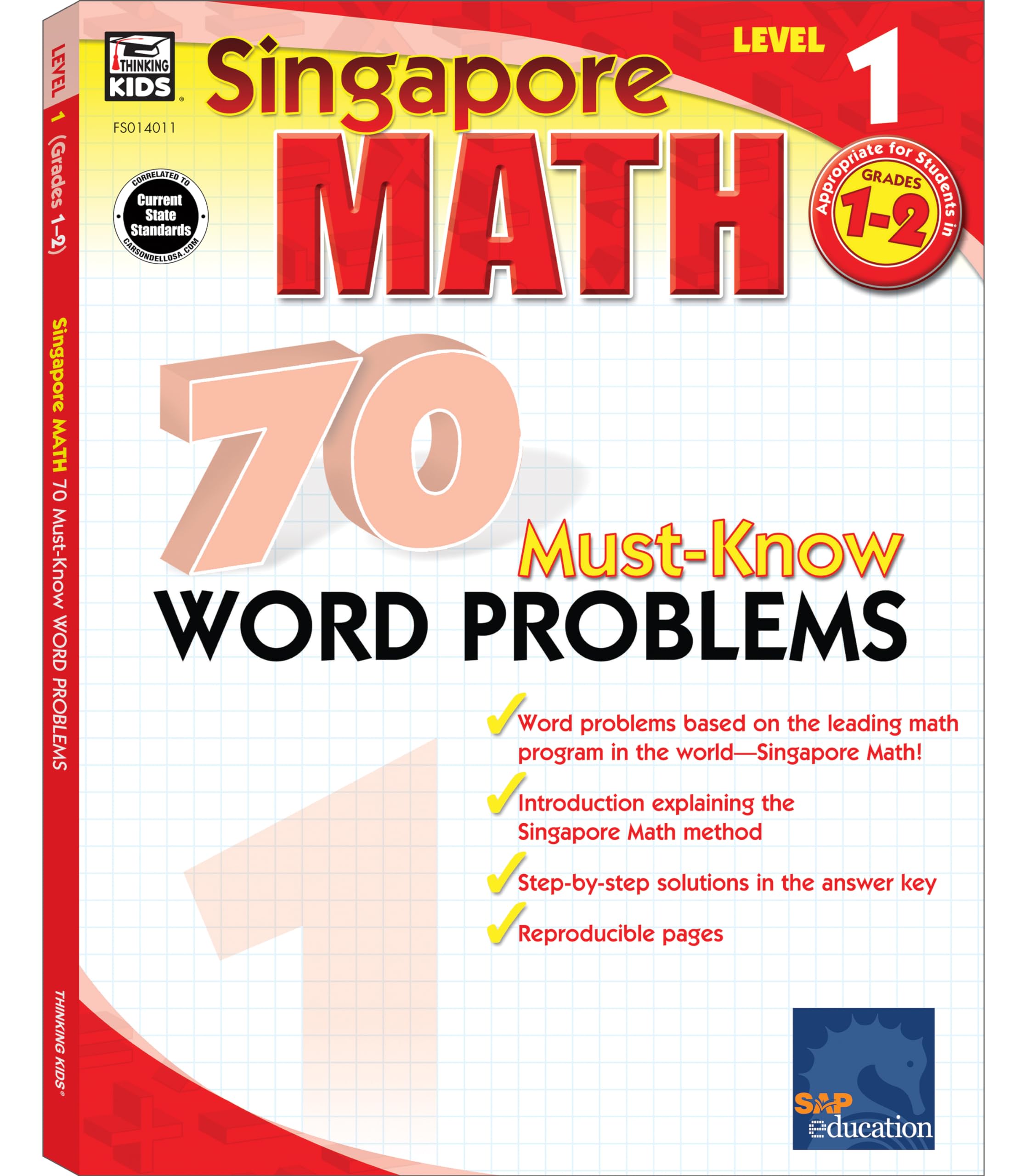 Singapore Math  70 MustKnow Word Problems Workbook for 1st, 2nd Grade Math, Paperback, Ages 68 with Answer Key (Volume 6),Used
