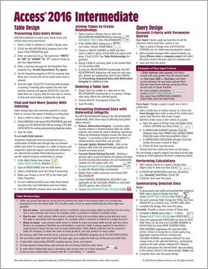 Microsoft Access 2016 Intermediate Quick Reference Guide  Windows Version (Cheat Sheet of Instructions, Tips & Shortcuts  Lami,Used