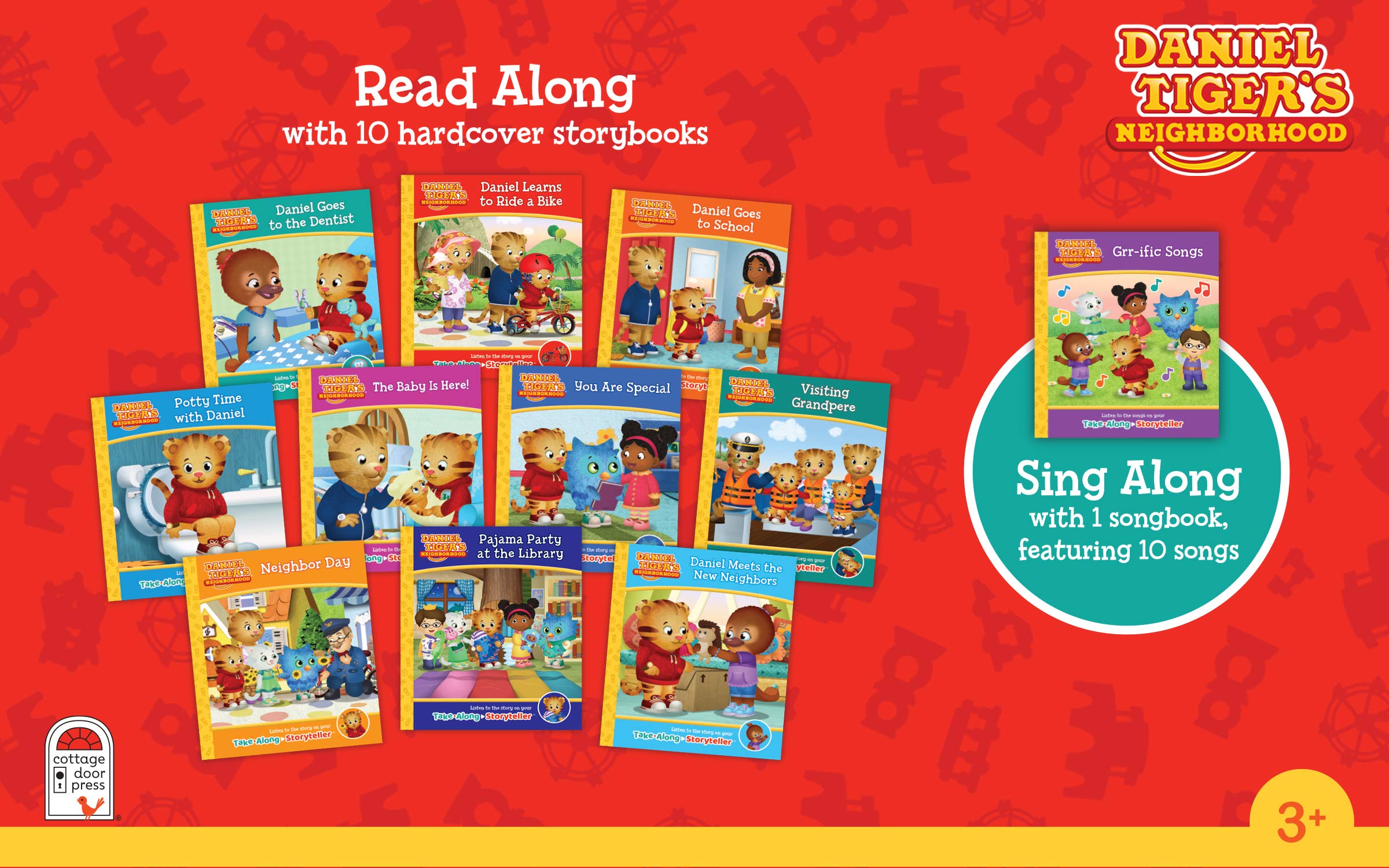 Cottage Door Press Interactive Storyteller with 11 Books - Daniel Tiger's Neighborhood Children's Carry Along Player