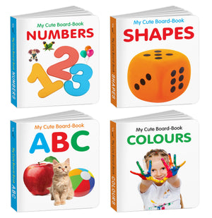 My Cute Board Book Abc, Colours, Shapes And Numbers : Picture Board Book For Toddlers, Pocket Books For Children, Preschool Cute Board Books For Kids | Pack Of 4 Books For Kids