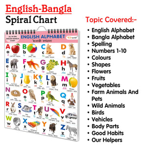 Chart Book Collections For Early Learning : Kids Learning Chart Book, My First All In One Spiral Chart English-Bangla KidS Chart Book Collection With 16 Topics