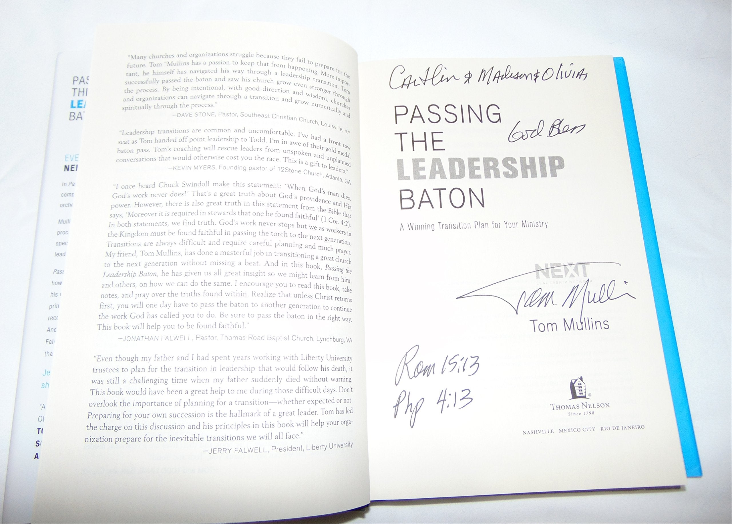 Passing The Leadership Baton: A Winning Transition Plan For Your Ministry,Used