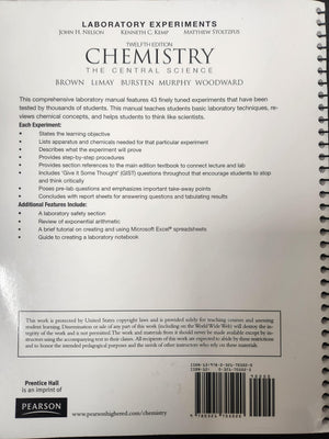 Laboratory Experiments for Chemistry: The Central Science,Used