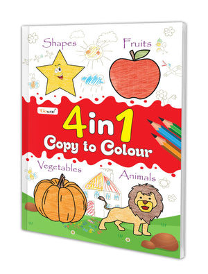 4 In 1 Copy To Colour Book : Fun Educational Book For Kids To Colour, Bestselling Colouring Book For Ages 3-12, Preschool Combo Activity Book, Skill-Building Colouring Book