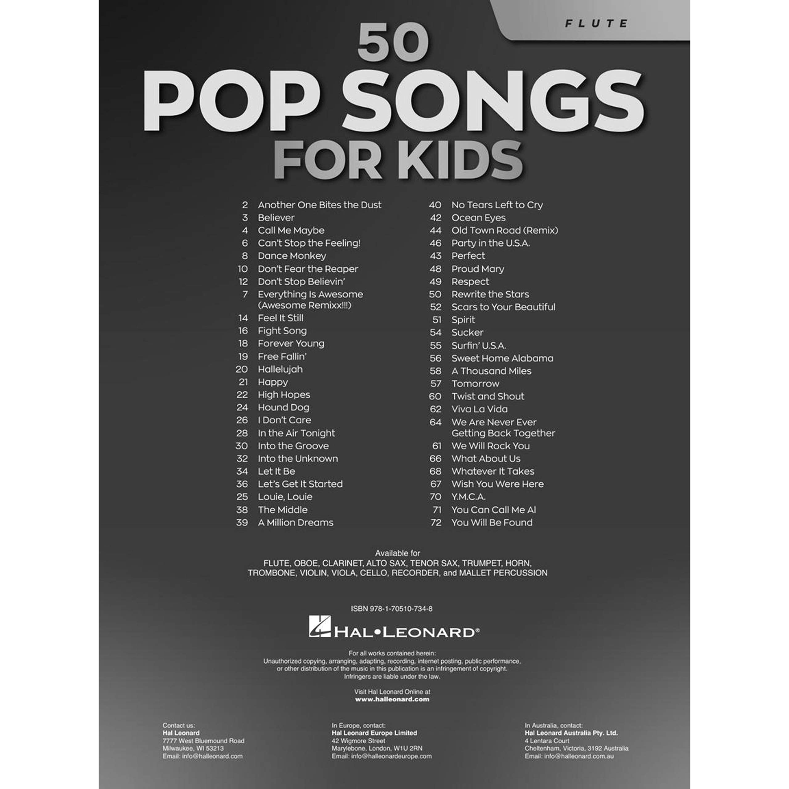 50 Pop Songs for Kids for Flute,Used