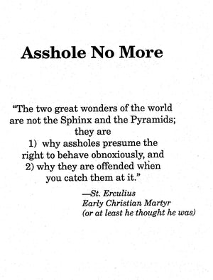 Asshole No More; The Original SelfHelp Guide for Recovering Assholes and Their Victims,Used