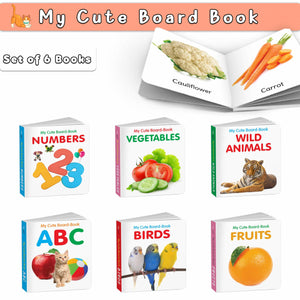 Early Learning Board Book Set For Toddlers  6 Book Collection For Kids - Abc, Numbers, Fruits, Vegetables, Wild Animals, Birds, Baby Picture Books, Kids Educational Board Books