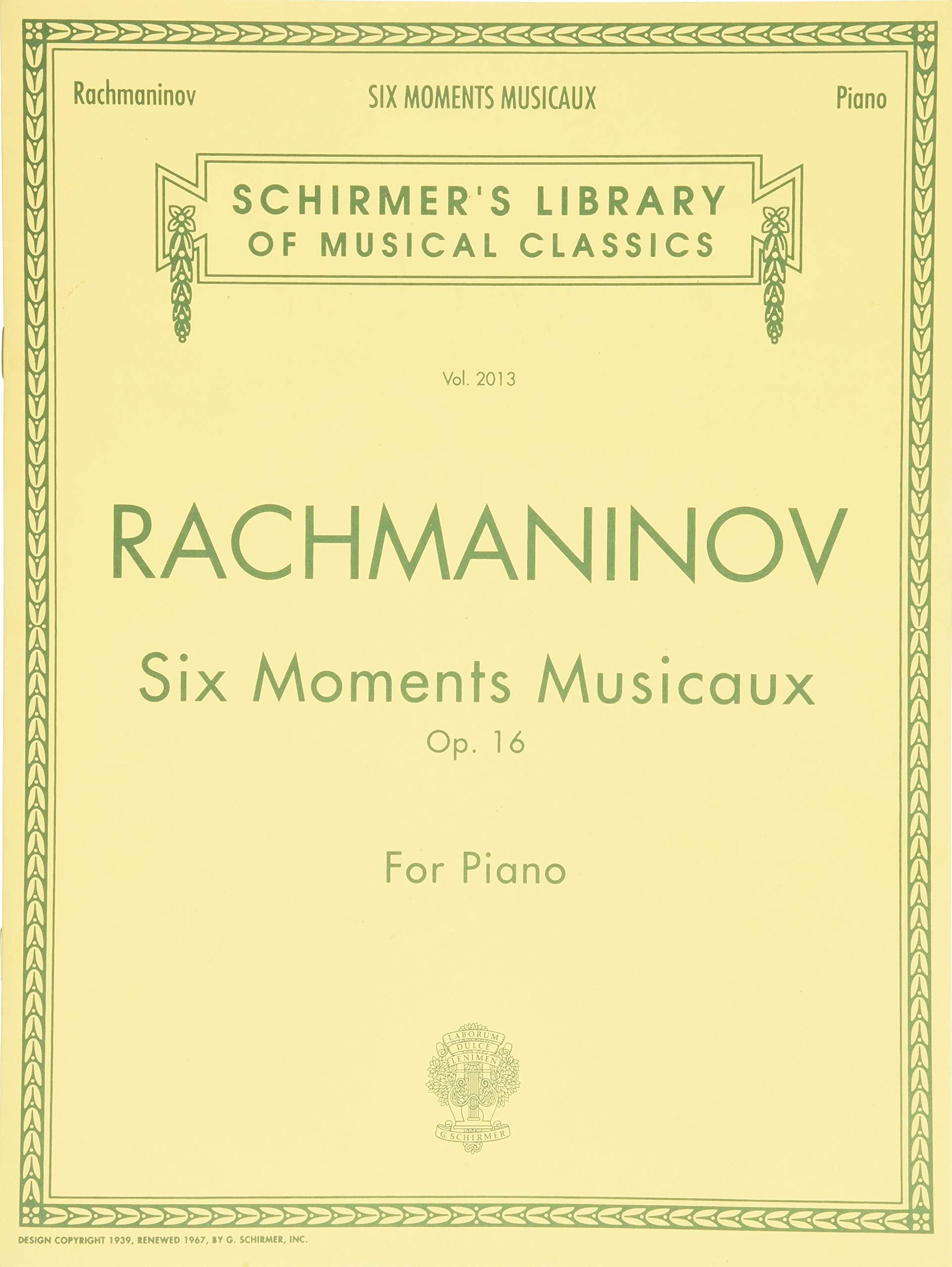 Six Moments Musicaux, Op. 16: Schirmer Library of Classics Volume 2013 Piano Solo (Schirmer's Library of Musical Classics),New
