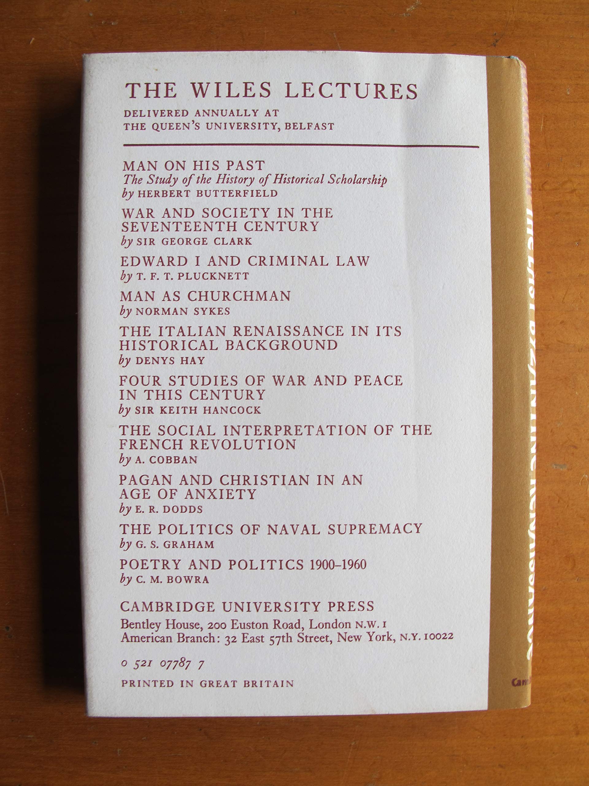 The Last Byzantine Renaissance (The Wiles Lectures),Used