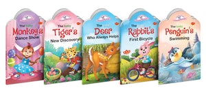 The Baby MonkeyS Dance Show, TigerS New Discovery, Deer Who Always Helps, RabbitS First Bicycle And PenguinS Swimming Books : Children Learning Book, Picture Books For Learning | Pack Of 5 Books