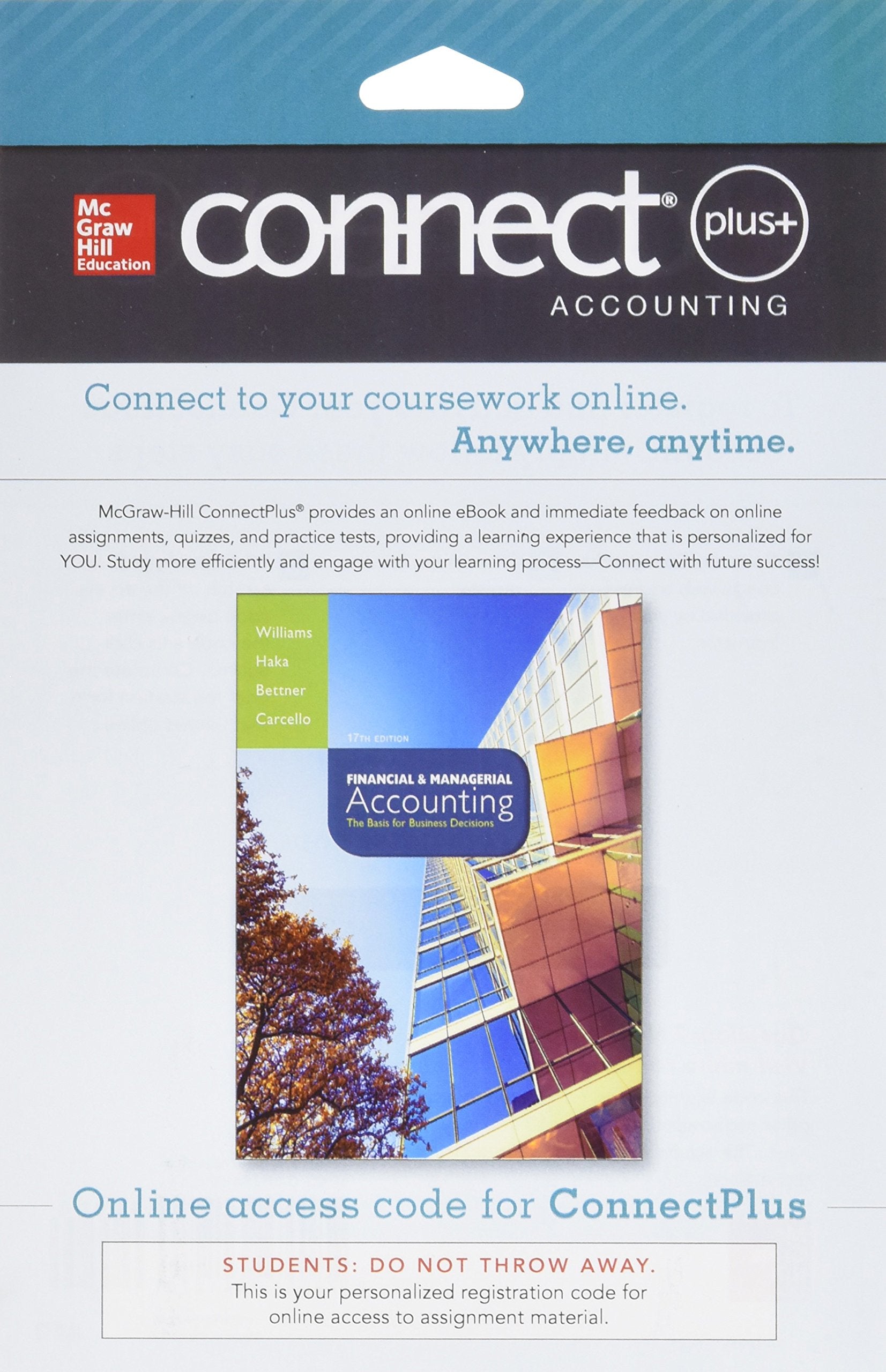 Connect 2Semester Access Card for Financial and Managerial Accounting,Used