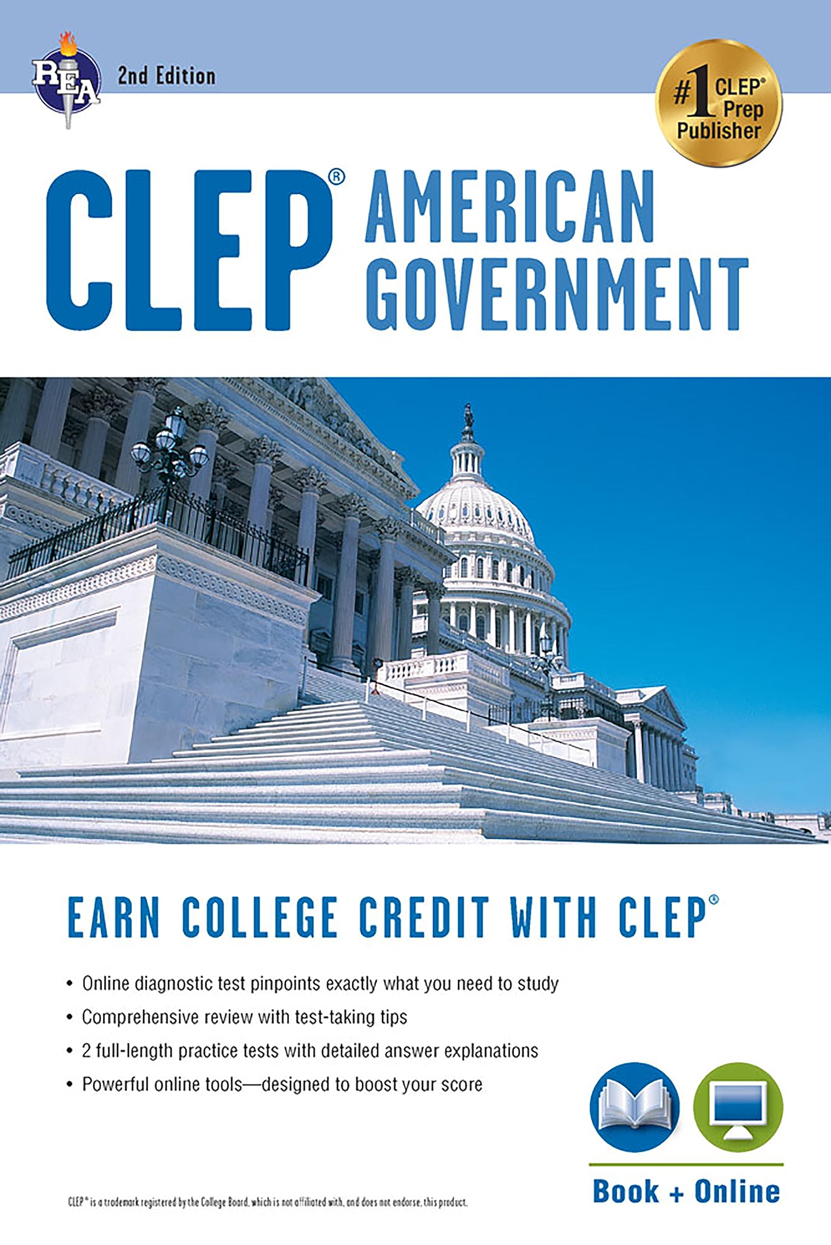 CLEP? American Government Book + Online (CLEP Test Preparation),Used