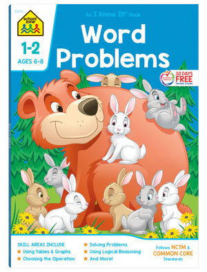 School Zone  Word Problems Workbook  64 Pages, Ages 6 To 8, 1St Grade, 2Nd Grade, Math, Picture Stories, Graphs, Calendars And,Used
