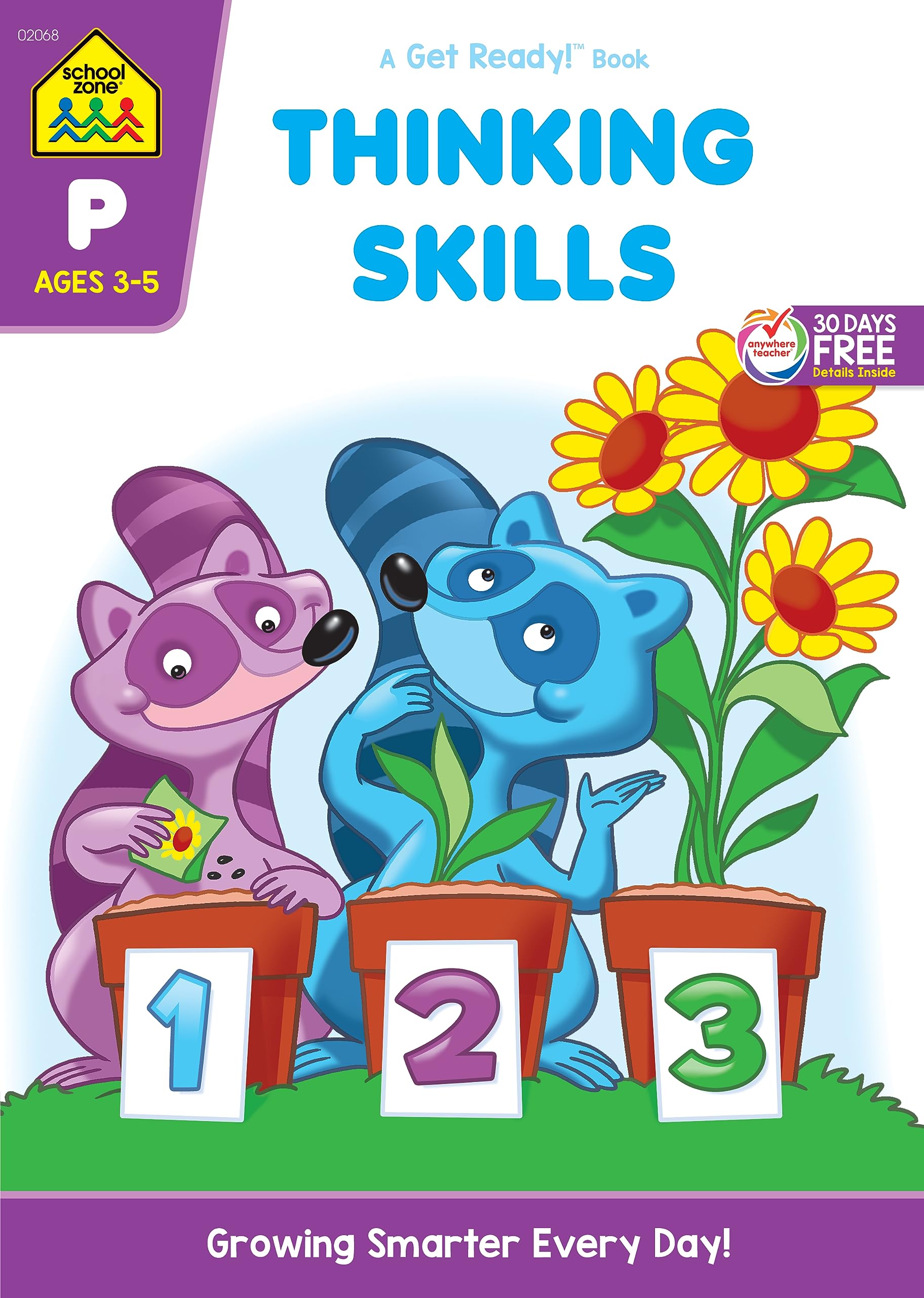 School Zone  Thinking Skills Workbook  32 Pages, Ages 3 To 5, Preschool, Kindergarten, Observation, Problemsolving, Picture P,Used