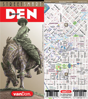 StreetSmart Denver by VanDam  Laminated pocket size Center City Street Map to Denver, CO with all attractions, sights, museums,,Used